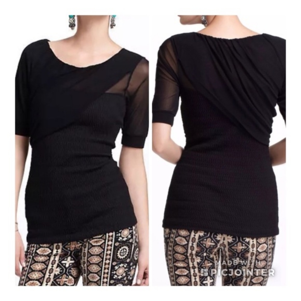 Anthropologie Deletta Whirled Mesh top S
